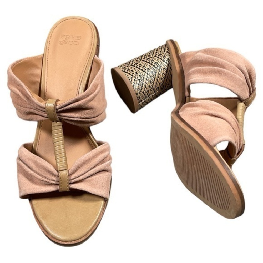 Frye & Co Leiah Bow Heeled Mules Sandals Heels Nude Women’s Size‎ 8.5